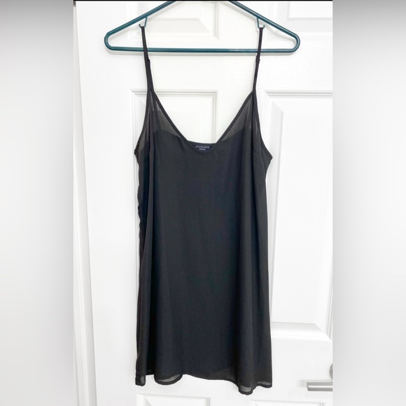 All Saints Black & Gold Embroidered Sheer Dress w/ Slip - Picture 5 of 7